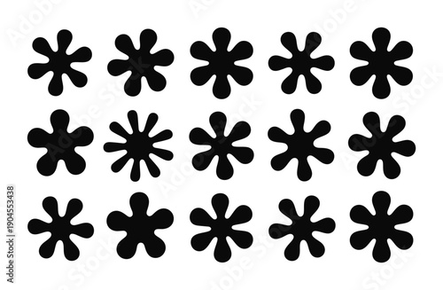 Vector illustration of black asterisk shapes arranged in a neat symmetrical grid pattern