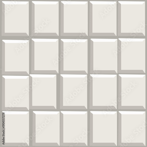 White tiles for the bathroom, kitchen floor and pool with shadows and light. Background with pattern of square ceramic tile. Wall abstract texture. Clean scene studio. Vector illustration