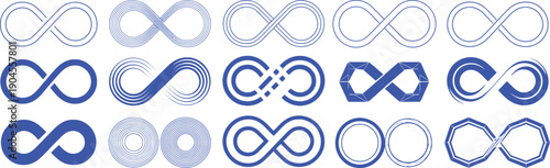 Collection of blue infinity symbols and circular circle