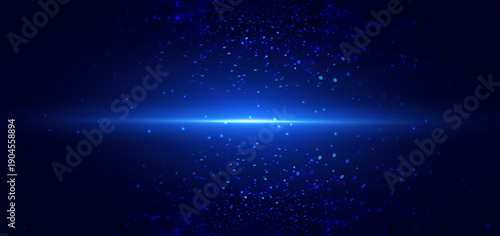 Abstract blue dotted glowing circles on dark background. Hi speed communication data concept.