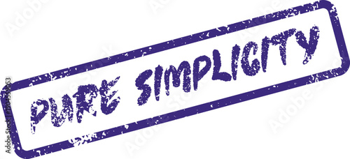 Purple Textured Rubber Stamp Impression Showcasing the Elegant Phrase Pure Simplicity for Minimalist Aesthetic