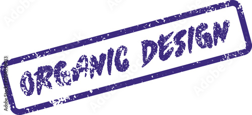 Organic Design purple grunge rubber stamp promoting natural aesthetics and environmentally friendly construction