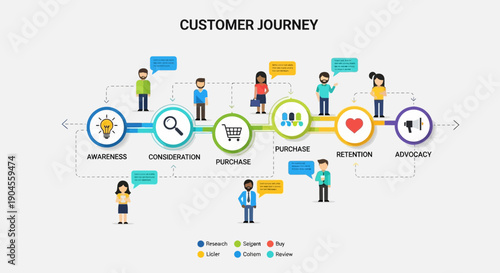 Customer Journey Map Infographic with Stages and Icons