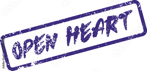 Purple textured rubber stamp showcasing Open Heart text for emotional honesty and vulnerability