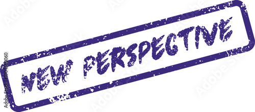 Purple textured rubber stamp displaying New Perspective text for fresh viewpoints and understanding