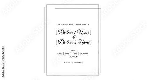 Elegant Wedding Invitation Template, Blank Space for Names