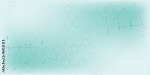 Abstract white and grey hexagonal pattern background design. Modern simple overlapping hexagon geometric element with molecular structures. Medical science technology concept