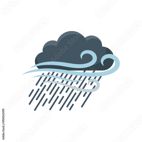 Rain and Wind Storm Cloud Weather Icon