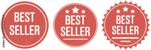 Best Seller Set, Isolated Premium Quality Red Labels, Perfect for Highlighting Top Products, Marketing Promotions, Retail Branding, and E Commerce Product Highlights.