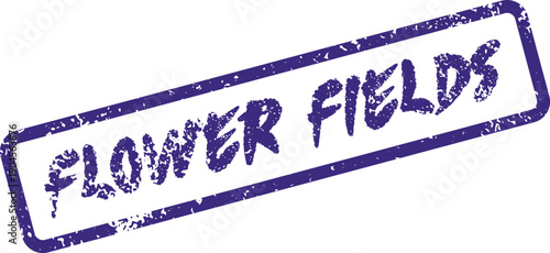 Distinctive purple rubber stamp features a prominent declaration of expansive flower fields