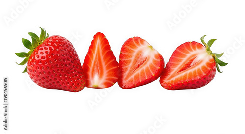 Fresh sliced strawberries isolated on transparent background