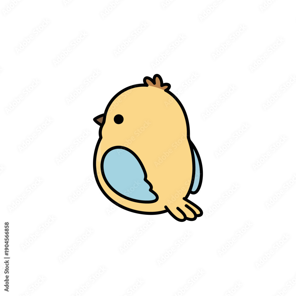 Fototapeta premium Cute Cartoon Yellow Bird Doodle Vector Illustration