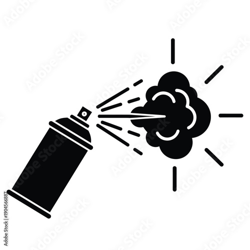 Black spray can with explosion creating dynamic motion effect