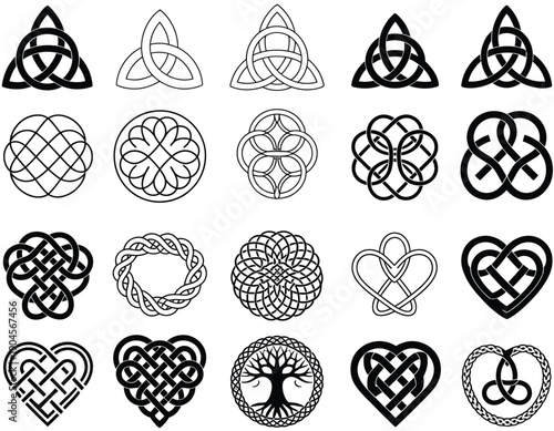 Celtic Symbols and Signs, Designed for Tattoos, Sandblasting, Plotter and Laser Cutting, Traditional Knotwork and Ornamental Patterns for Creative Design Projects.