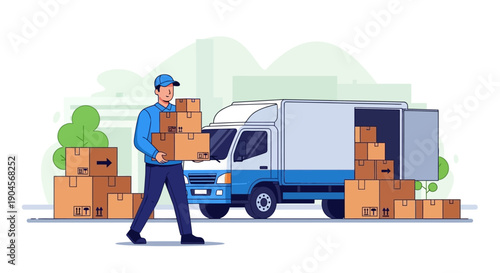 Flat Vector Illustration of E-Commerce Business and Online Shopping Concept