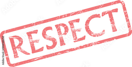 Distressed red rubber stamp impression showing the word RESPECT on a clean surface