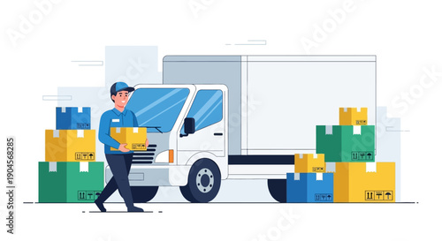 Flat Vector Illustration of E-Commerce Business and Online Shopping Concept