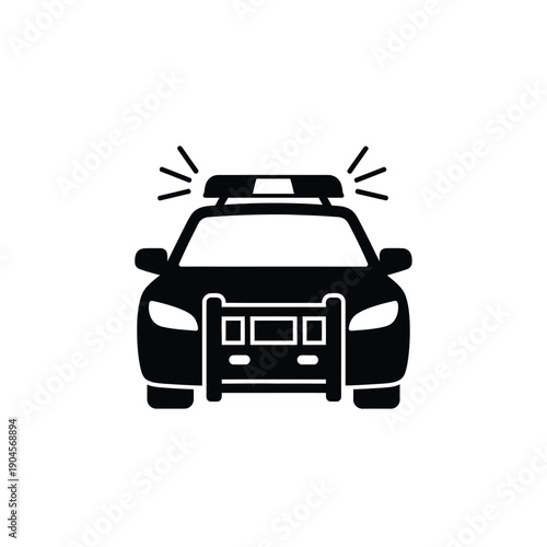 Black silhouette of a police car with flashing lights on top
