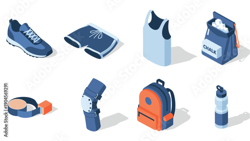 Isometric sports equipment: shoes, apparel, and gear for active lifestyles