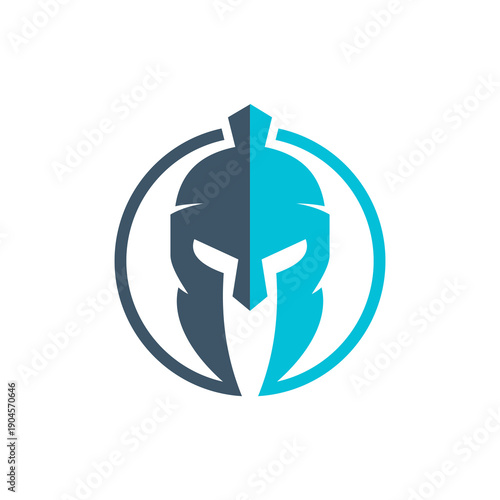 Stylized Spartan Helmet Logo Design Element.