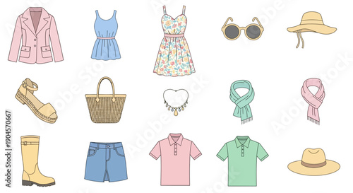 Collection of Various Cartoon Clothing and Accessories.