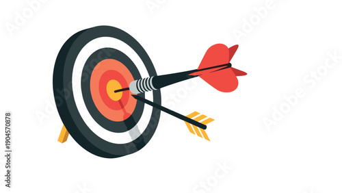 Precision target with arrows in bullseye symbolizing skill and success concept