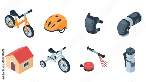 Isometric bicycle accessories for kids: safety gear, training, and fun elements