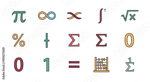 Mathematical Symbols and Equations Elements Collection.