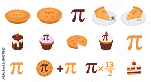 Pi Symbol and Desserts with Pie.