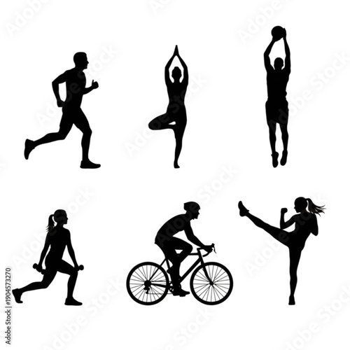 silhouettes of someone exercising