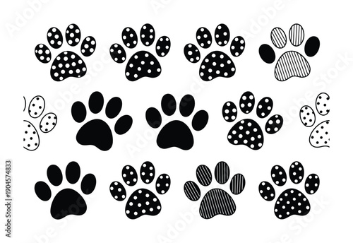 Canvas Print set of black silhouettes of cats