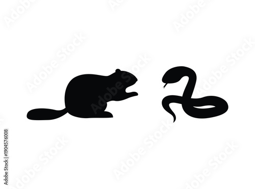A cute black and white cat silhouette vector illustration featuring a funny cartoon animal design with a long tail and artistic nature vibes