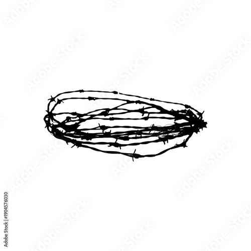 Abstract Scribble Circle Line Illustration, wire spike