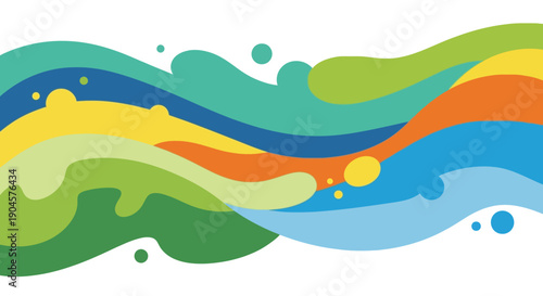 Colorful Liquid Splash Waves on White.