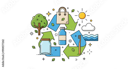 Ecological Icons Representing Sustainable Living Concepts.
