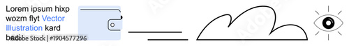 Online privacy, data security, cloud storage, digital monitoring, cybersecurity, technology. A wallet, cloud and an eye symbol. Online privacy and data security in cloud computing