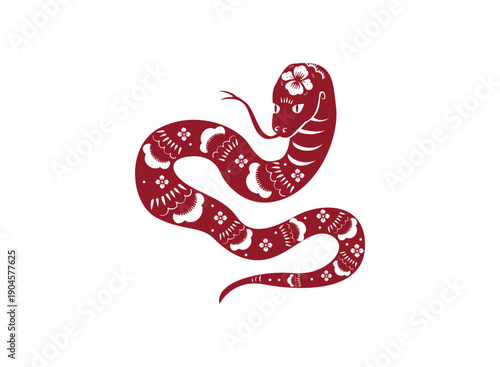 Red snake vector illustration cartoon animal reptile serpent tattoo design drawing symbol fun nature zodiac sign
