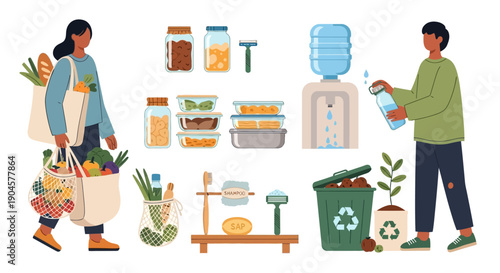 Man and woman with eco friendly products.