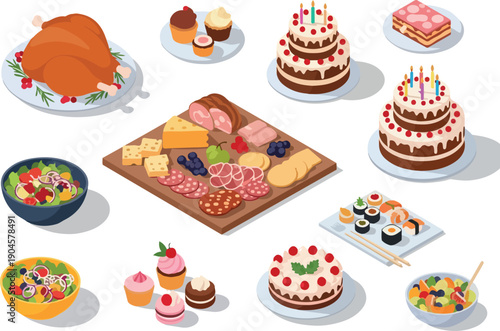 A delightful assortment of festive food and sweet treats, perfect for celebrations and gatherings