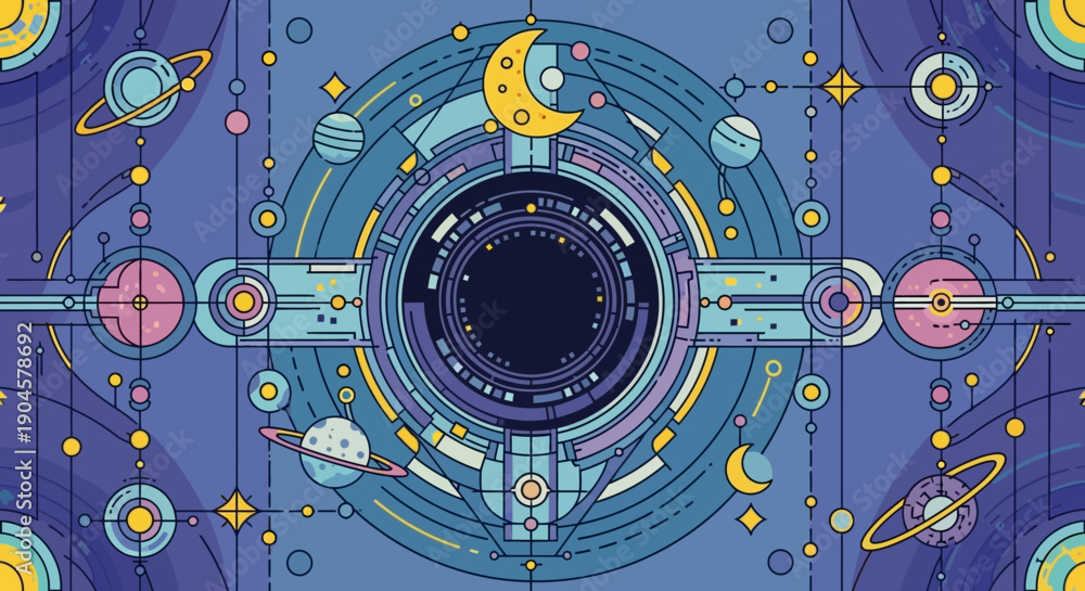Obraz premium Stylized Solar System Illustration with Planets.