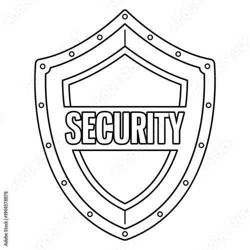 Security shield emblem line art vector for protection and safety concept