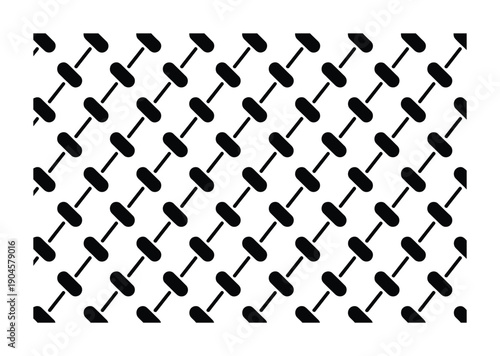 Vector illustration Black and White Diagonal Pattern of Connected Ovals
