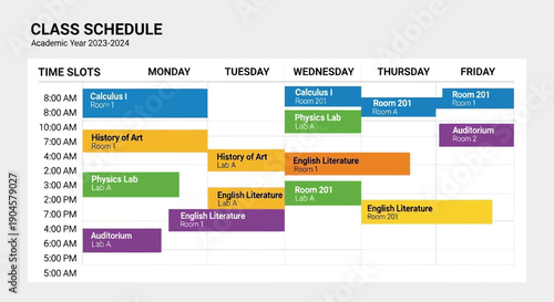 Class Schedule Timetable Academic Year 2023-2024
