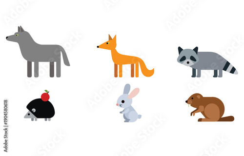 Set of cartoon dog and animal vector icons