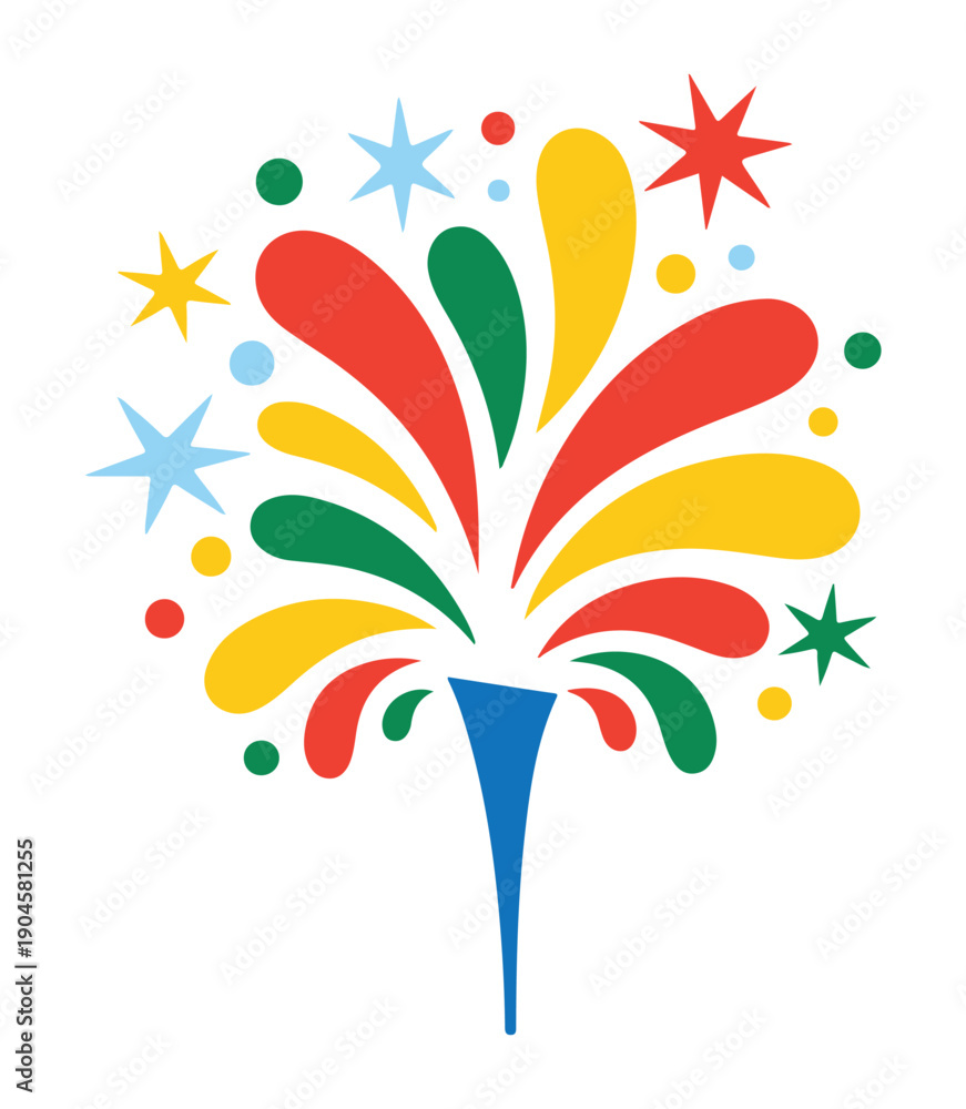 Obraz premium Colorful Fireworks Exploding on White Background
