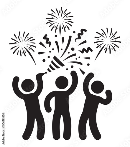 People Celebrating with Fireworks