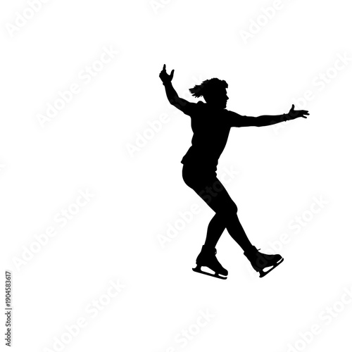 Male Ice Skater Silhouette Performing Spin