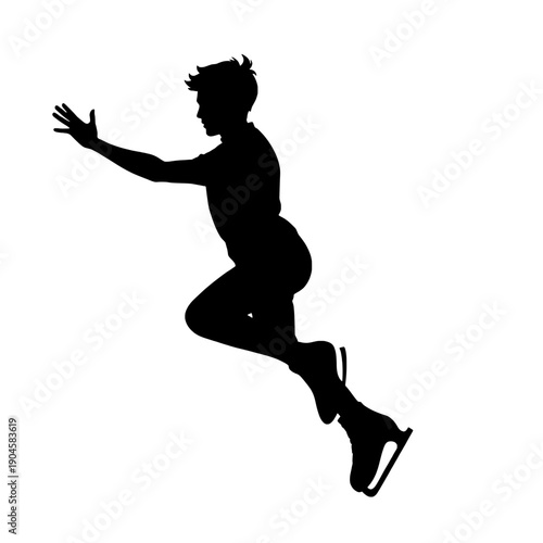 Male Ice Skater Quad Jump Silhouette