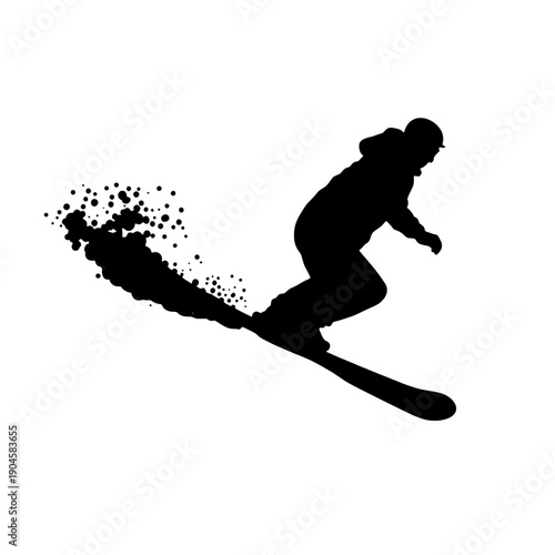 Minimal Snowboarder Carving Silhouette