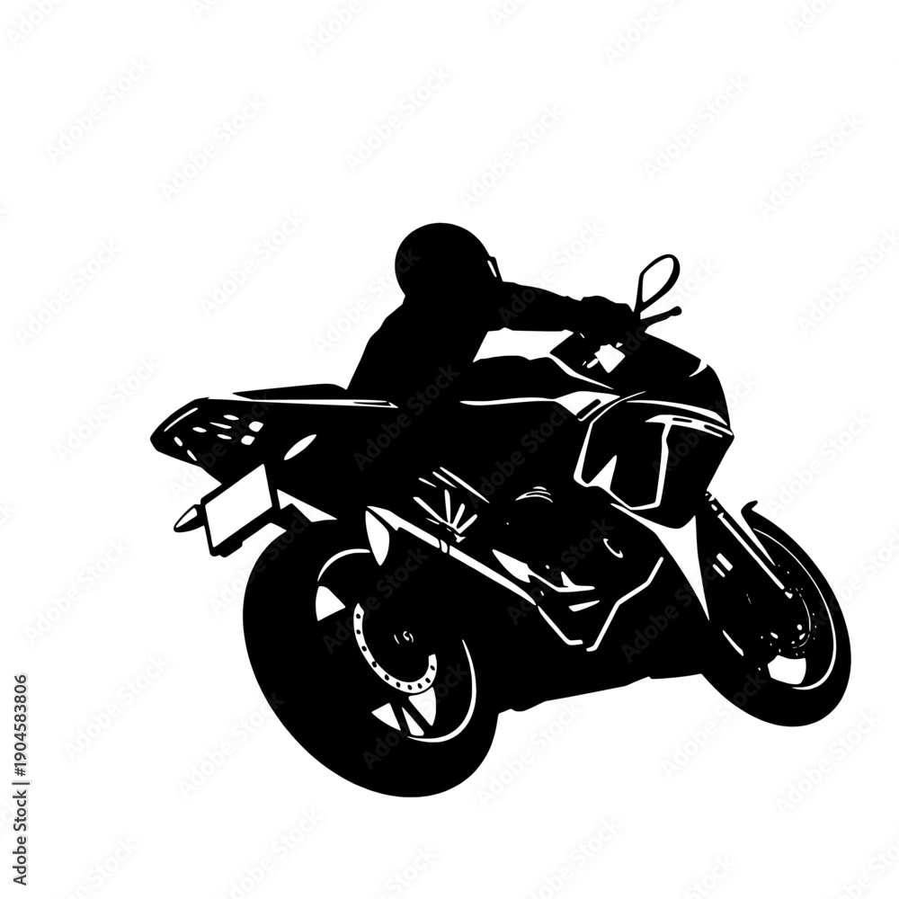 Fototapeta premium Motorcycle Turn Silhouette